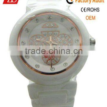 Europe markert popular cheap ceramic watch, white color circle shape