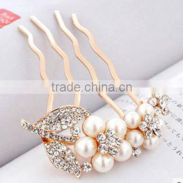 Leaf pearl comb shinning pearls for sale handmade craft