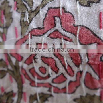 Handmade Cotton Kantha Quilt, Patchwork Bed Cover