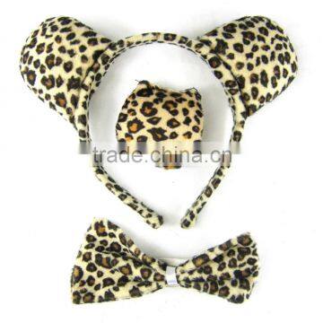 Leopard headband and bow tie and tail set