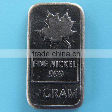 A118 1 gram nickel maple leaf bar