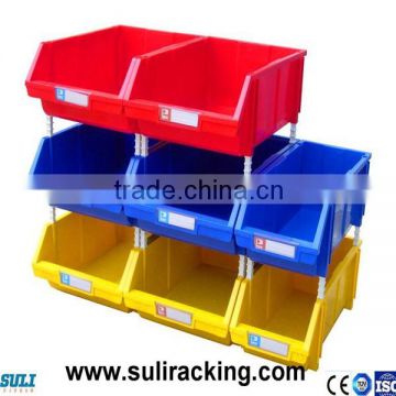 Plastic spare parts bins for warehouse storage