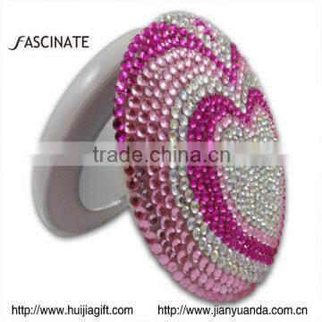 diamond encrusted cosmetic mirror / jeweled round cosmetic mirror