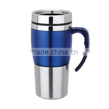 double wall coffee stainless steel travel mug with handle ZH-522