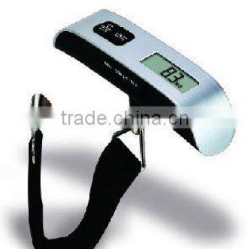 digital luggage scale,salter style luggage, ABS siver+ black, poly strap, 50kg/10g, 110lb/0.02lg