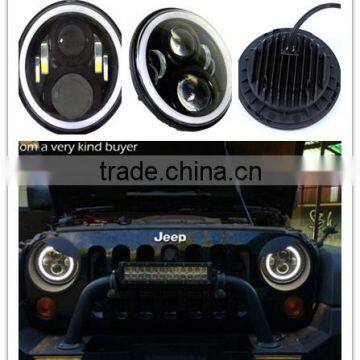 50W 7" Round Harley Cre-e LED Headlight with White Angle Eye auto drl for Jee-p Wrangler JK/TJ/LJ/CJ