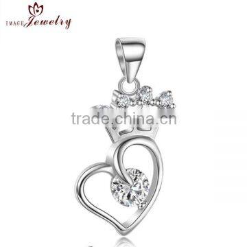 Fashion 925 silver jewelry pendant wholesale silver heart shaped pendant rhodium plated