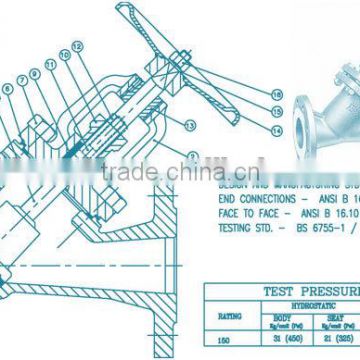 Y Type Globe Valve with Drawing