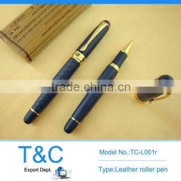 elegant leather wrapped roller pen for promotion L001r
