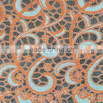 polyester colorful coated printed guipure lace mesh fabric for dress and upholstery