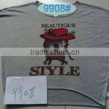 Printing and hot drilling technology of girls overpull sweater 9908#