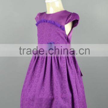 Purple Girls Floral Sateen Dress Baby Fashion Pretty Baby Kids Holiday Dresses Clothes for Party Wedding 2016 photo-4