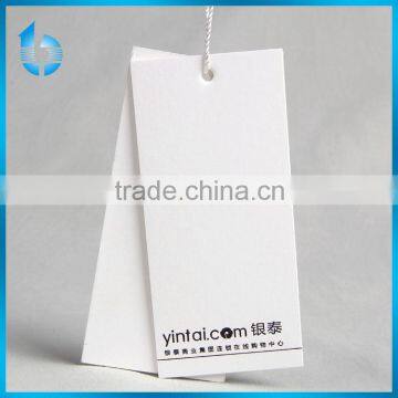 White board paper hangtag with black stamping for shopping mall free gifts