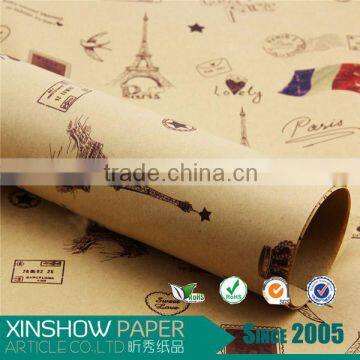 80g wrapping printed kraft paper as decor paper wall