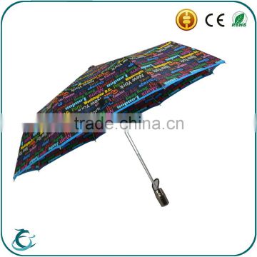 Best quality automatic open colorful fabric windproof fold rain umbrella