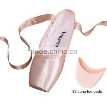 Genuine Leather Outsole Soft Pointe Ballet Gym Dancing Dance Shoes for Girls Kids Children Woman Pink Satin Canvas Toe Pads photo-5