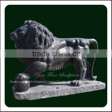 Hand Carving Stone Black Lion Statues For Sale