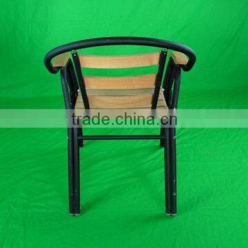 Outdoor Furniture Coffee Shop Aluminum Leisure Wooden Mental Armrest Garden Chair YC009 photo-4