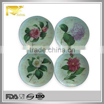 home decor 8 '' round ceramic decorative flower plates for wall