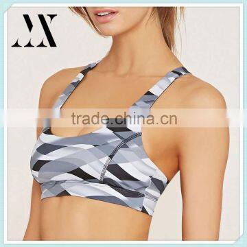 Medium impact custom geo printed pattern allover sublimation yoga sports bra