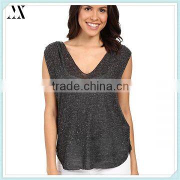 OEM 2016 Wholesale Womens Tank Polyester Cotton Tank Black Tank