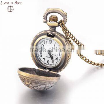 Gold & silver Round pocket watch necklace,antique watch pendant