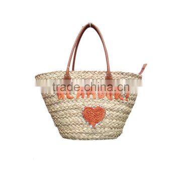 Natural straw summer beach tote bag for fashion lady