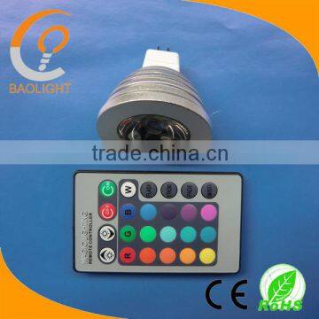 3W RGB led mr16 gu10 e27 e14 led spotlight with remote control