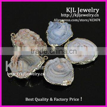 KJL-A0332 natural druzy stone connector, quartz drusy gems ,gold bail crystal stone connector finding