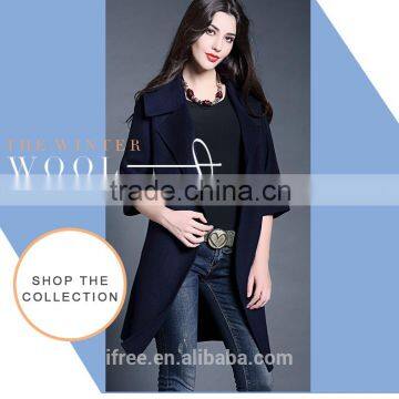 fashion women black coat high quality woolen coat