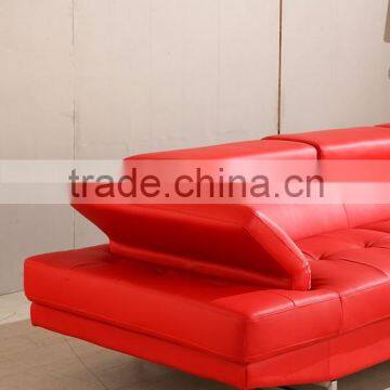 Leisure Red Leather Sofa Set With Movable Headrest photo-2