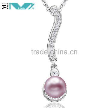 Simple Design 925 Silver Pearl Dangling Pendant Necklace for Party & Wedding photo-2