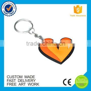 Hot sale custom heart shape soft pvc rubber keychain