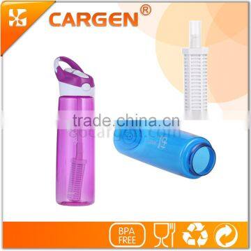 Flip lid straw tritan water bottle with carbon filter
