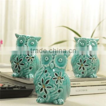 ceramic hollow owl oil lamp