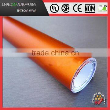 Top quality Air bubble free 1.52*20M orange matte satin chrome vinyl wrap for car body