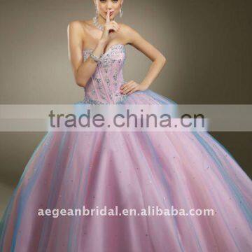 Style XZ-pd1240 strapless sweetheart pink organza with sequins beaded ball gown girls pageant dresses