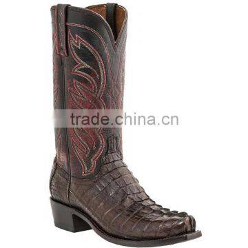 black tan deep purple narrow square toe western caiman tail leather cowboy boots wholesale