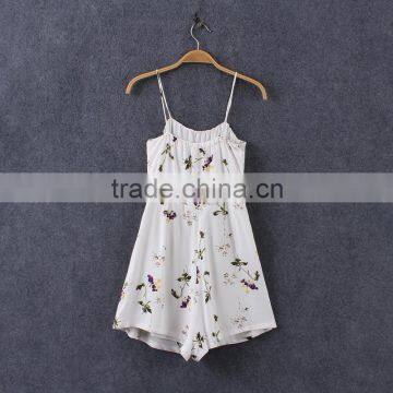 L043 Romper Women Playsuit 2016 Sexy Floral Printed Strap Playsuit photo-2