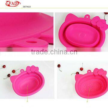 Folding Hello Kitty Baskets for Sale, Storage Vegetable Fruit Silicone Multifunctional Basket