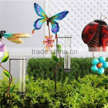 decorative Metal handpainted butterfly rain gauge