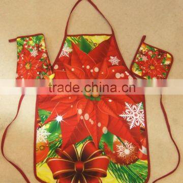 Digital printing fabric kitchen set oven mitten pot holder apron set