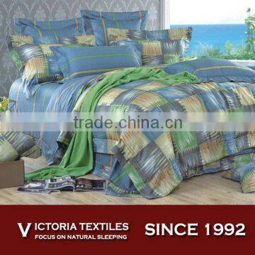 grey and bule color print full double comforter and sheets set