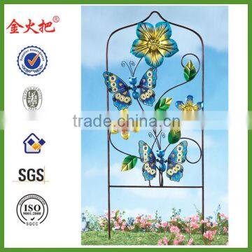 Butterfly and Floral Trellis Metal & Glass Garden