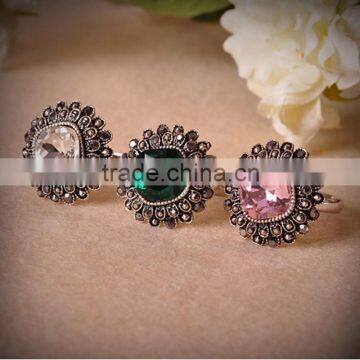Hmong Silver Rhinestone Fashion Ring Handmade Womans Ring photo-2