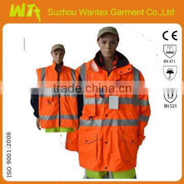 Four season multifuctinal Class 3 High Visibility Safety Waterproof Workwear Jacket