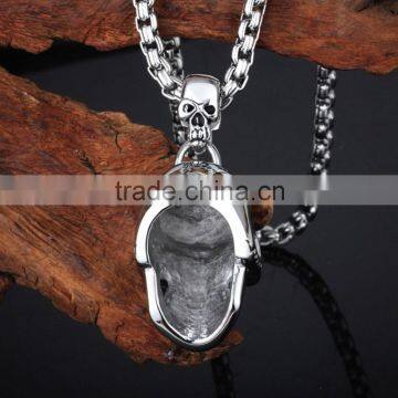 High Polish Stainless Steel Skull Head Design Tibetan Pendant photo-3
