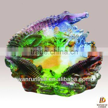 lead crystal good selling crocodile ashtray as business gifts for office and home decor