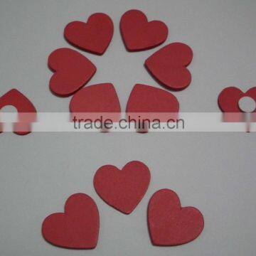 Red pink white wooden heart shaped fridge magnet heart sticker for promotion handmade heart decoration