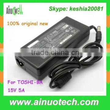 original new laptop ac adapter for TOSHIBA 15V 5A 75W